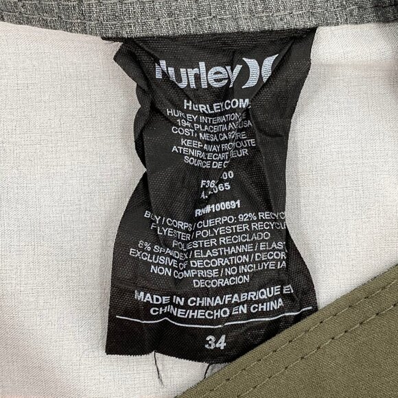 Hurley Green Orange Striped Board Shorts | Size 34 - Picture 4 of 7